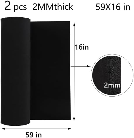 AMZQNART 2mm EVA Foam Sheets Roll for Craft Black Cosplay Foam 16x59in 2pcs