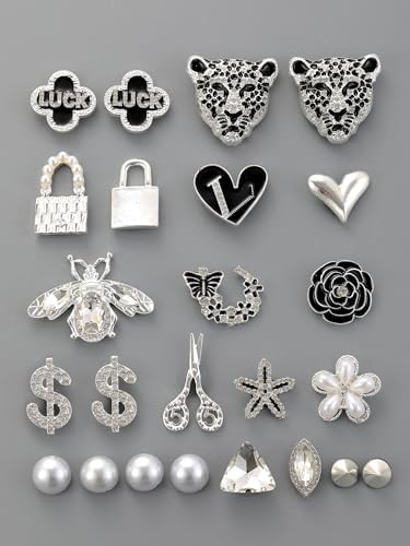 ZOKUZO Chic Bling Shoe Charms Gold and Sliver Designer Jewels Pretty Cute Chains Decorations Accessories for Women Girl Adults