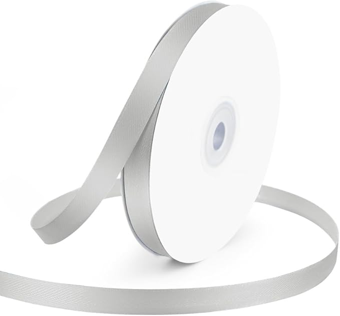 KMER LIFE 3/8" Wide x 50 Yards Silvery Polyester Satin Ribbon, Gift Wrapping & by KMERLIFE