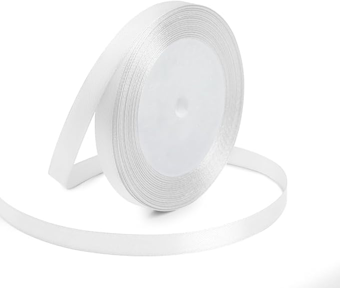 KMER LIFE 3/8 Inches x 25 Yards White Satin Ribbon Solid Fabric Ribbons by KMERLIFE