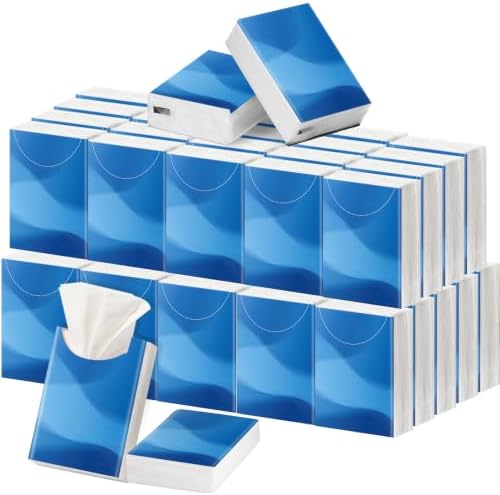 Outus 50 Pack Blue Wave Travel Size Pocket Tissues 400 Sheet Total