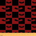 Bats Silhouette Fabric by The Yard Halloween Theme Animal Soft Polyester Sewing Fabric Black Red Checkered No Stretch Durable Material for DIY Art Craft Making 5 Yard Bolt,180" L x 59" W
