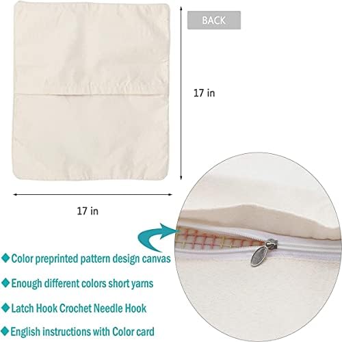 Ylkgogo Latch Hook Pillow Kit for Adults Beginners DIY Throw Pillow Cover Crochet Yarn Kits Printed Canvas Sofa Decor 17 X 17Inches(Ghost)