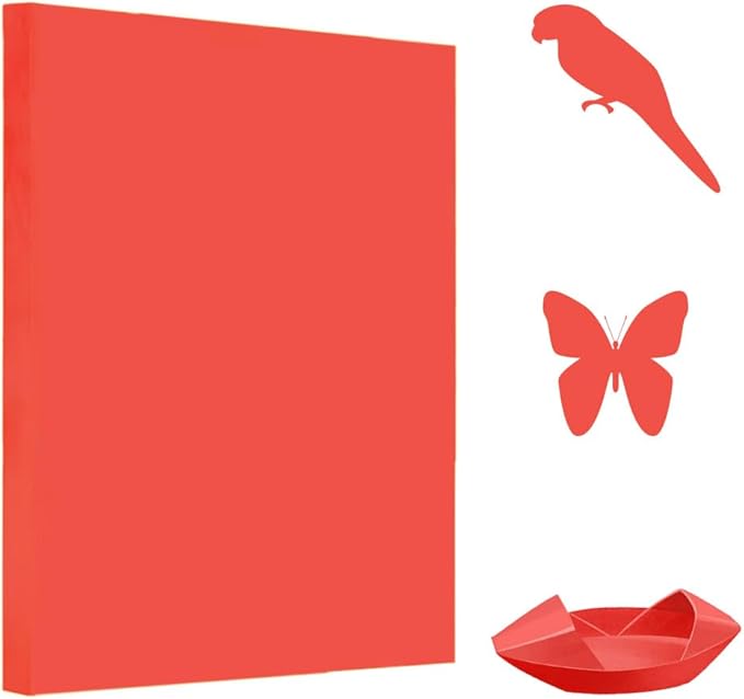 A4 Origami Paper Red 100 Sheets, 8.27×11.7 inch Double Sided Color Easy Fold by Pyrisuu