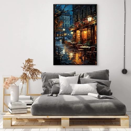 Paint by Numbers for Adults with Framed Canvas,Paint by Numbers Kits with Wooden Easel Drawing Paintwork ,DIY Acrylic Oil Painting Kits with Brushes Nice Gift Box for Home Wall Decor(12x16 Inch)