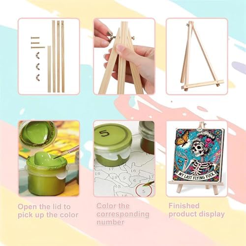 MIRCVSH Skeleton Paint by Numbers for Adults with Framed Canvas-with Wooden Easel,Paint by Number on Canvas,DIY Acrylic Oil Painting Kits with Brushes Nice Gift Box for Home Wall Decor(12x16 Inch)