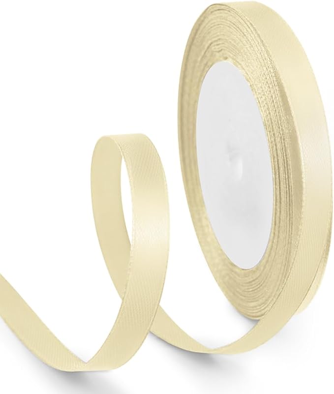 3/8 Inch 25 Yards Satin Ribbon Ivory, Solid Color Fabric Ribbon by HimBen