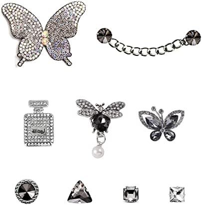 ZOKUZO Chic Bling Shoe Charms Gold and Sliver Designer Jewels Pretty Cute Chains Decorations Accessories for Women Girl Adults