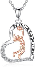 Hancock Sports Necklace Sterling Silver Sports Heart Pendant Hobby Jewelry Gift for Women
