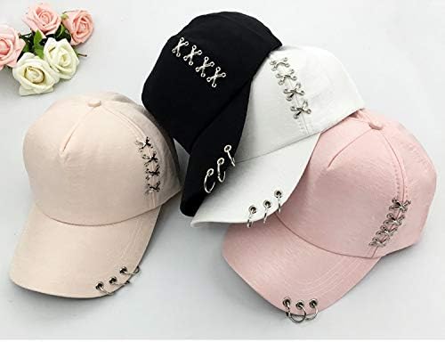 Kpop Hat Ring Baseball-Cap - Suga-Snapback Baseball Cap with Iron Rings (Black) (Medium, Black)