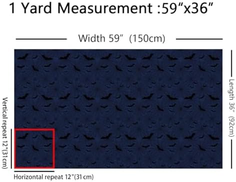 Black Bat Fabric by The Yard Blue Black Spider Web Soft Polyester Sewing Fabric Halloween Bat Silhouette No Stretch Durable Material for DIY Art Craft Making 10 Yard Bolt,360" L x 59" W