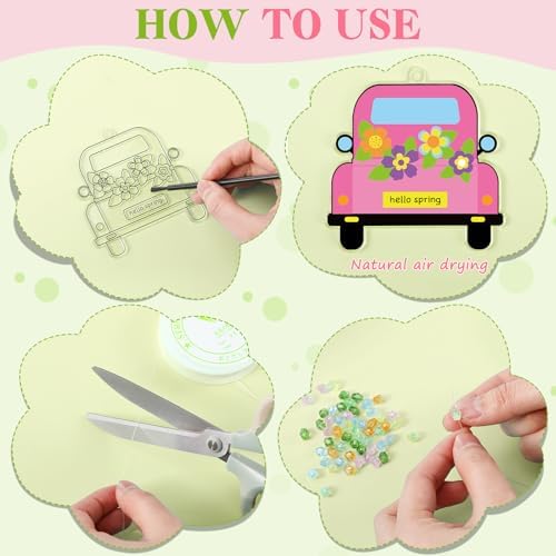 Dunzoom 30 Set Spring Craft Kit Suncatchers Kit DIY Flower Butterfly Suncatchers Kit Make Your Own Paint Sun Catcher Ornaments for Spring Window Art Craft Painting Activity