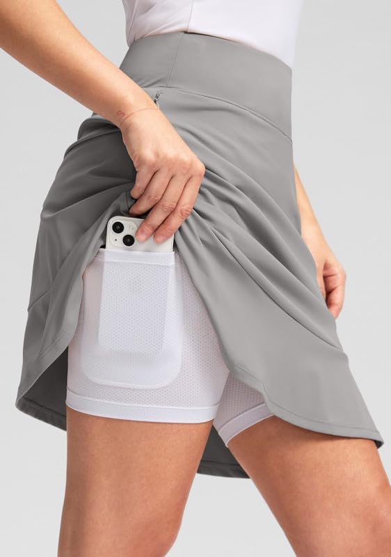 Viodia 20" Knee Length Skorts Skirts for Women with Pockets High Waisted Athletic Tennis Golf Skort for Casual Summer