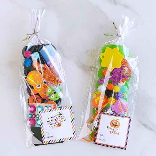 Winlyn 36 Sets Halloween Crafts Kits Holiday Fall Kids Crafts DIY Halloween Bookmarks Ornaments Art Sets Bats Monster Ghost Foam Stickers Arts and Crafts for Kids Classroom Activities Party Favors