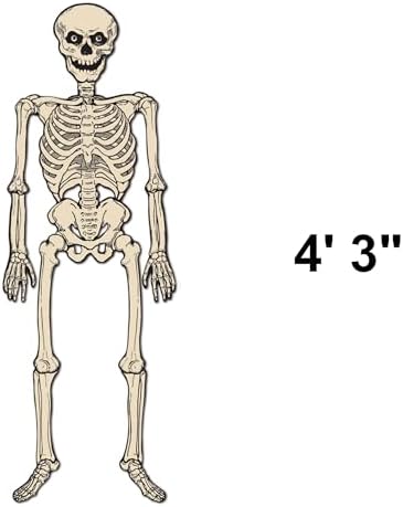 Beistle Vintage Halloween Jointed Skeleton Decorations – 3 Pack, Classic Full Body Cutouts, Retro Wall Décor, Poseable Hanging Figures, Spooky Seasonal Supplies, Haunted Accents, Creepy Props, 4' 3"