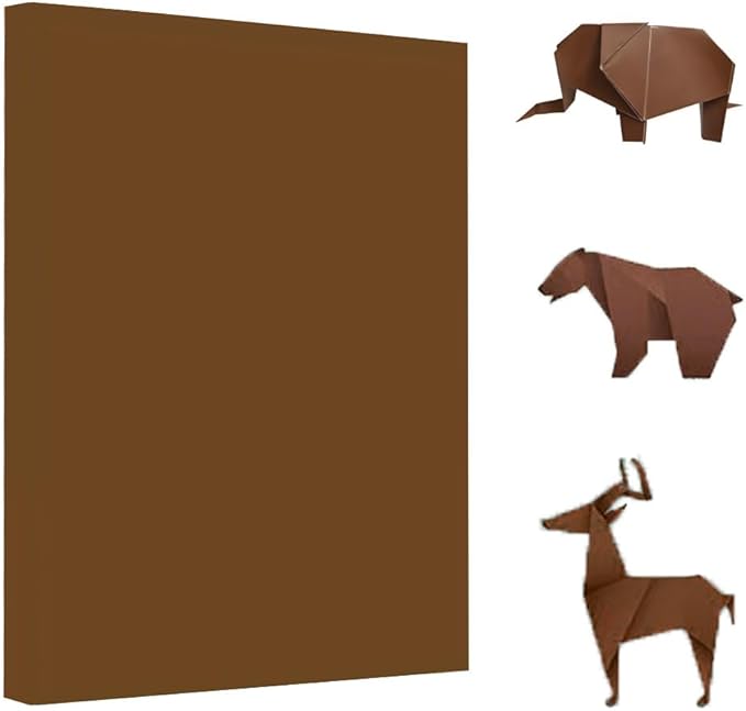 A4 Origami Paper Brown 100 Sheets, 8.27×11.7 inch Double Sided Color Easy Fold by Pyrisuu