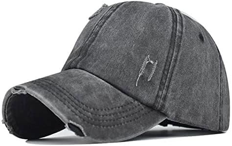 Criss Cross Hat Washed Distressed Baseball Cap Ponytail Hat High Messy Bun Ponycap for Women