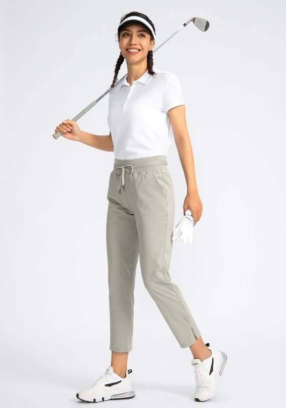 Soothfeel Women's Pants with 4 Pockets 7/8 Stretch High Waisted Sweatpants Travel Athletic Work Golf Pants for Women