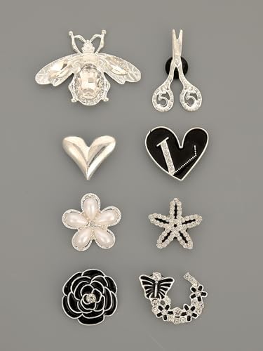 ZOKUZO Chic Bling Shoe Charms Gold and Sliver Designer Jewels Pretty Cute Chains Decorations Accessories for Women Girl Adults