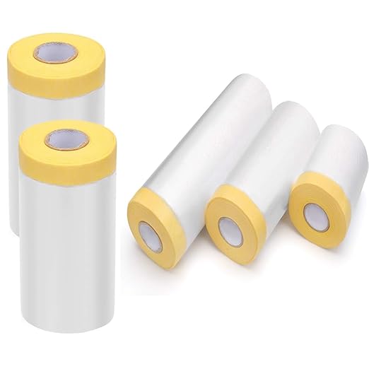 Pre-Taped Masking Film-43inx65ft Tape and Drape Painters Plastic Rolls by Unknown