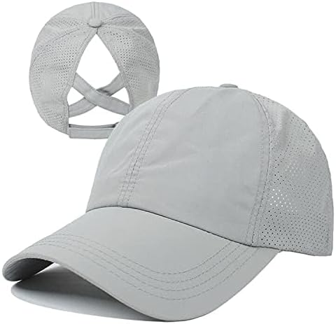 HGGE Womens Criss Cross Ponytail Baseball Cap Adjustable High Messy Bun Ponycap Quick Drying Hat