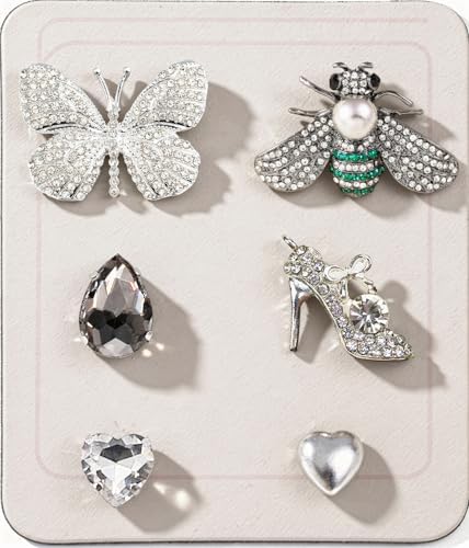 ZOKUZO Chic Bling Shoe Charms Gold and Sliver Designer Jewels Pretty Cute Chains Decorations Accessories for Women Girl Adults