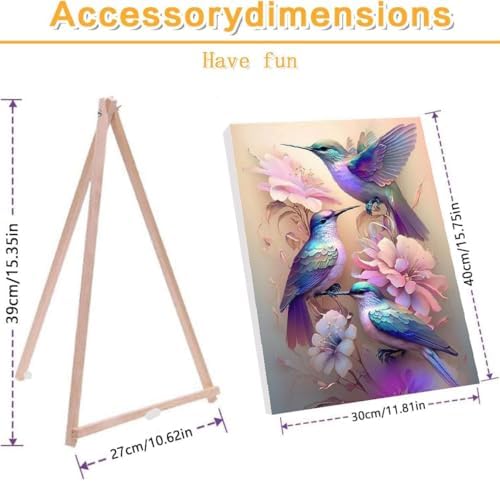 MIRCVSH Paint by Numbers Kit for Adults Framed,Hummingbird Paint by Number for Adults Beginner,Adults' Paint-by-Number Kits on Canvas with Wooden Easel for Home Wall Decor 12X16 Inch