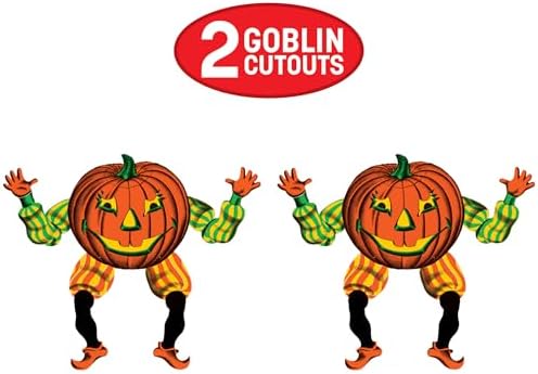 Beistle 2-Pack Vintage Halloween Jointed Goblins, Fall Pumpkin Wall Decorations, Classic Spooky Décor for Haunted Houses and Seasonal Displays, 30”