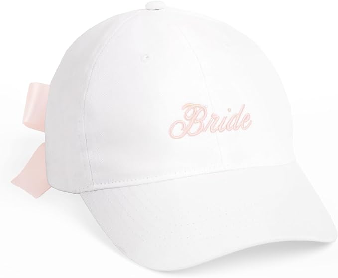 xo, Fetti White Bride Baseball Bow Hat | Bachelorette Accessory, Pink Bridal Headwear, Bach Party Decorations, Bridesmaid Gift, Wedding Cap
