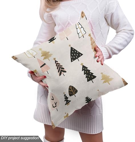 Lunarable Christmas Fabric by The Yard, Minimalistic Delicate Modern Abstract Xmas Theme with Blush Background, Decorative Fabric for Upholstery and Home Accents, 1 Yard, Eggshell Beige Black