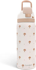 Mushroom Insulated Stainless Steel Water Bottle with Straw for Sports and Travel, 32oz, Gifts for Women Girls Friends Teens Birthday Christmas