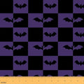 Happy Halloween Fabric by The Yard Bats Animal Silhouette Soft Polyester Sewing Fabric Black Purple Checkered No Stretch Durable Material for DIY Art Craft Making 3 Yard Bolt,108" L x 59" W