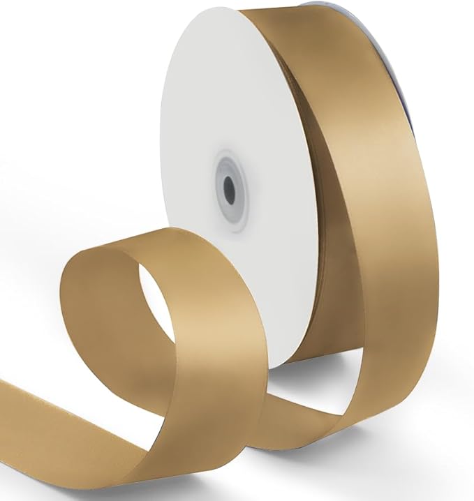 1-1/2 Inch 100 Yards Satin Ribbon Champagne Gold, Solid Color Fabric Ribbon by HimBen