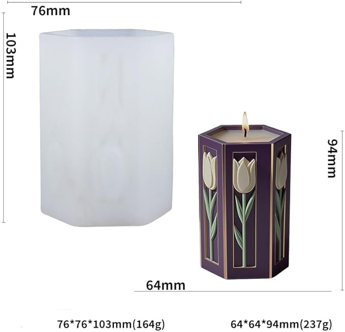 Tulip Flower Candle Molds, 3D Floral Silicone Molds Pillar Candles Mold - Image 3