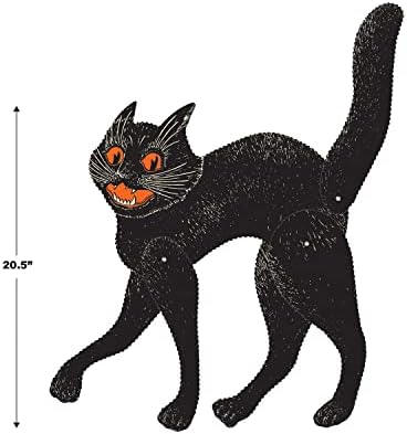 Beistle Scary Cat Cut Out Vintage Halloween Party Decorations, 20.5", Black/Orange/White