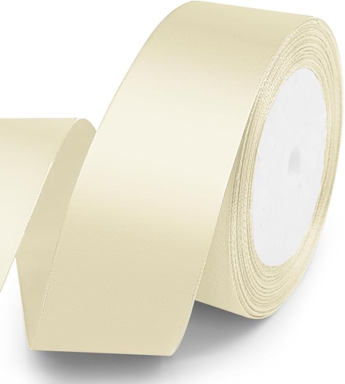 KMER LIFE Solid Color Ivory Satin Ribbon 1-1/2 Inches x 25 Yards, Wedding Decor by KMERLIFE