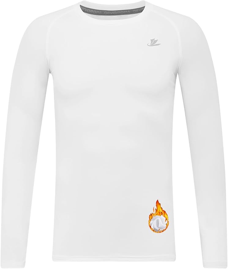 DEVOROPA Youth Boys Compression Thermal Shirt Long Sleeve Kids Fleece Baselayer Soccer Baseball Undershirt Slim/Regular/Husky