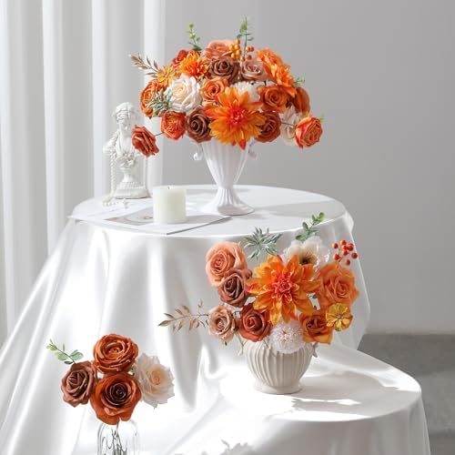 Floweroyal Artificial Flowers Fake Rose Flowers Dahlia with Stems for DIY Wedding Bridal Bouquets, Baby Shower, Floral Arrangement, Table Centerpieces, Home Decorations