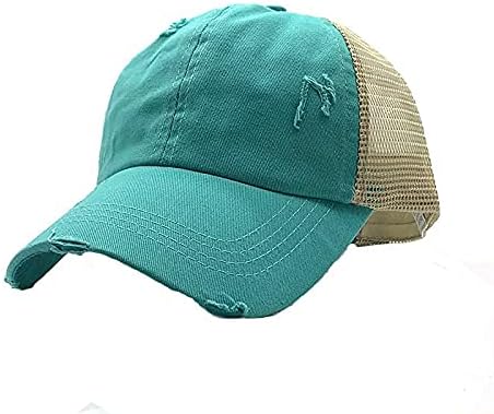 Criss Cross Hat Washed Distressed Baseball Cap Ponytail Hat High Messy Bun Ponycap for Women
