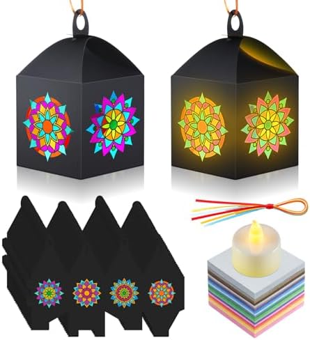 Simgoing 24 Set Mandala Paper Crafts Lanterns Mandala Flower Paper Craft