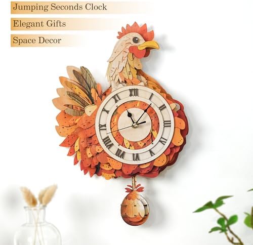 3D Puzzles for Adults Wooden Rooster Puzzle Clock Adult Crafts