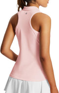 BALEAF Women's Golf Shirts Tank Tops Sleeveless Tennis Polo Racerback with Zipper Collar Athletic Tanks Quick Dry