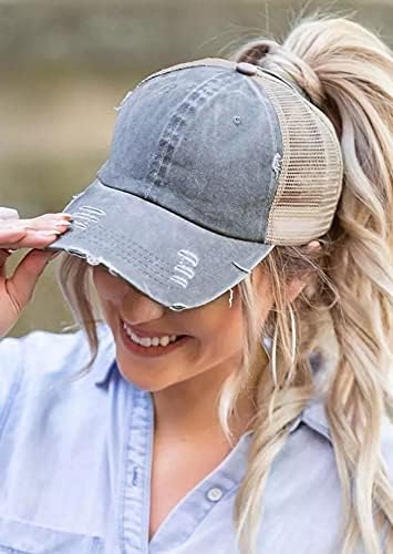 High Ponytail Baseball Hat - Women Messy Bun Hat, Sun Protection Ponycaps Retro Cap