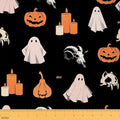 Feelyou Halloween Theme Soft Flannel Fabric by The Yard 1 Yard Kids Gothic Sugar Skull Upholstery Fabric for Boys Girls Teens Cute Ghost Pumpkin Lantern for Home DIY Projects, Indoor Decor