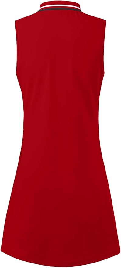 Womens Sleeveless Golf Tennis Dresses with Inner Shorts＆Pockets for Workout Exercise