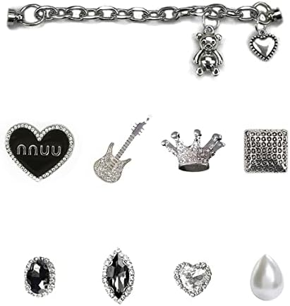 ZOKUZO Chic Bling Shoe Charms Gold and Sliver Designer Jewels Pretty Cute Chains Decorations Accessories for Women Girl Adults