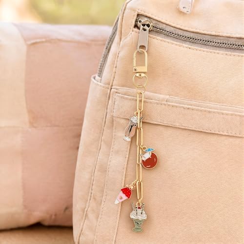 Tondiamo 266 Pcs Ice Cream Party Favor DIY Keychain Making Kit Summer Party Charm Jewelry Making Craft with 120 Charm 20 Keychain Clips 120 Jump Ring 25 Extender Chain Plier for Women Gift
