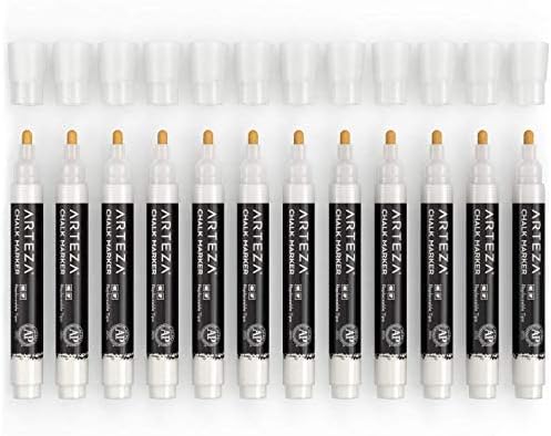 ARTEZA Liquid White Chalk Markers Set of 12, Fine Tip, Washable Water-Based Pens - Image 6