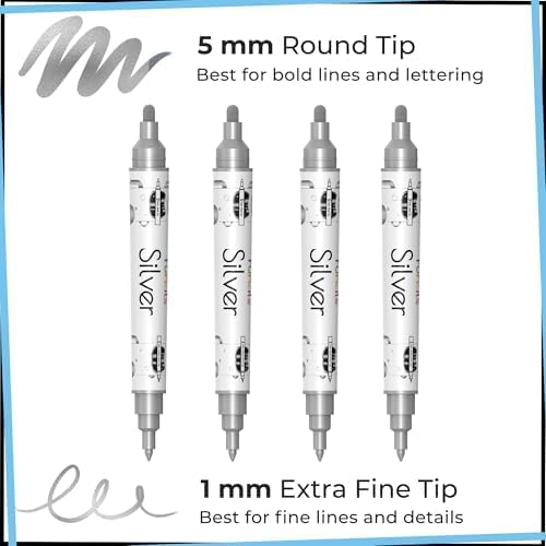 4 Acrylic Metallic Silver Paint Pen - Image 8