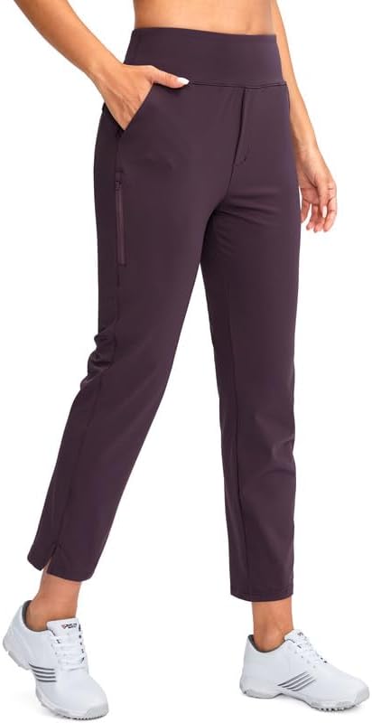 YYV Women's Golf Pants Stretch Work Ankle Pants High Waist Dress Pants with Pockets for Yoga Business Travel Casual